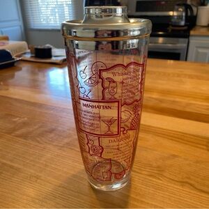 Cocktail Shaker with Red Design featuring drink recipes
